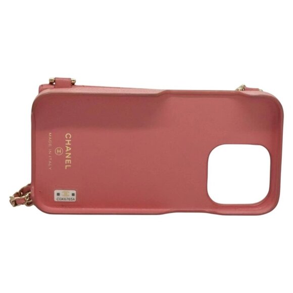 CHANEL Matelasse Chain iPhone Case Lamb Skin Pink CC Auth PP819 - Picture 6 of 15